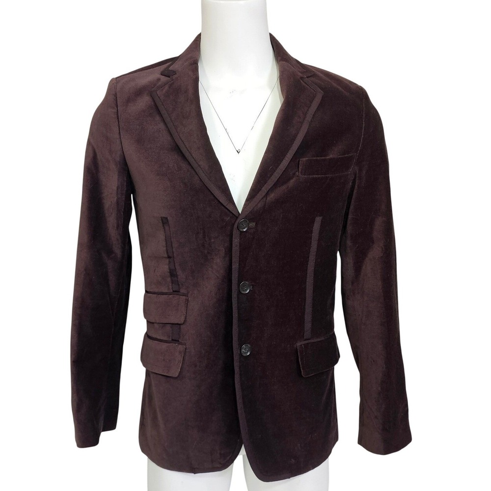 Marc Ecko Velvet Blazer Mens S Brown Cotton Sport Coat Indie Sleaze Luxe Euro